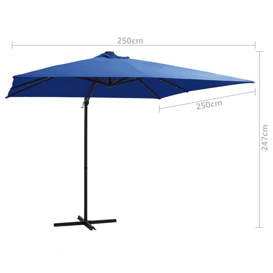 Zweefparasol Met Led-Verlichting En Paal Azuurblauw azure blue