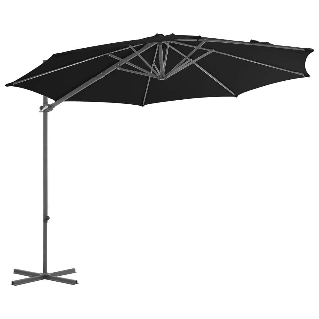 Zweefparasol Met Stalen Paal 300 Cm 300 x 255 cm Zwart