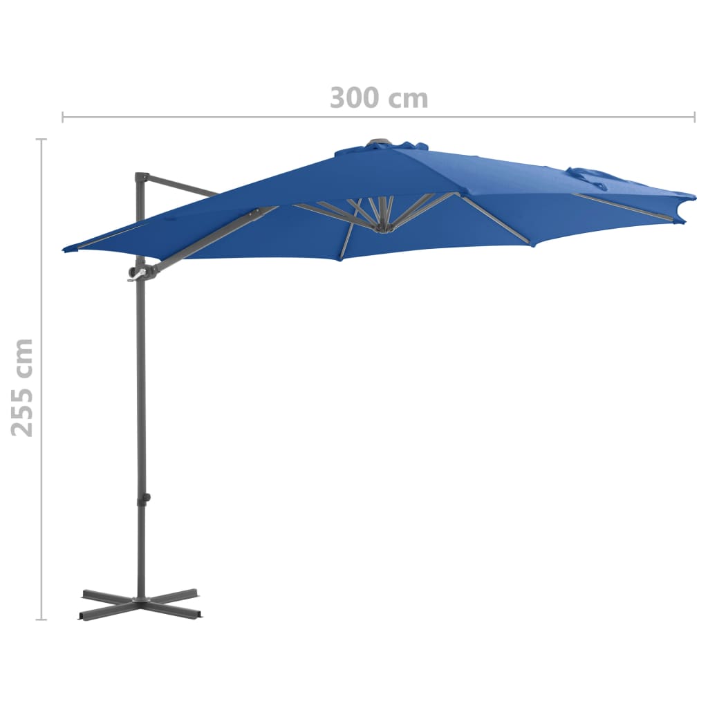 Zweefparasol Met Stalen Paal 300 Cm Azuur 300 x 255 cm Blauw