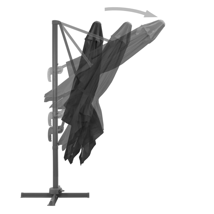 Zweefparasol Met Aluminium Paal 3X3 M 300 x 300 cm Zwart