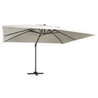 Zweefparasol Met Led-Verlichting En Paal 400X300 Cm Zandkleurig