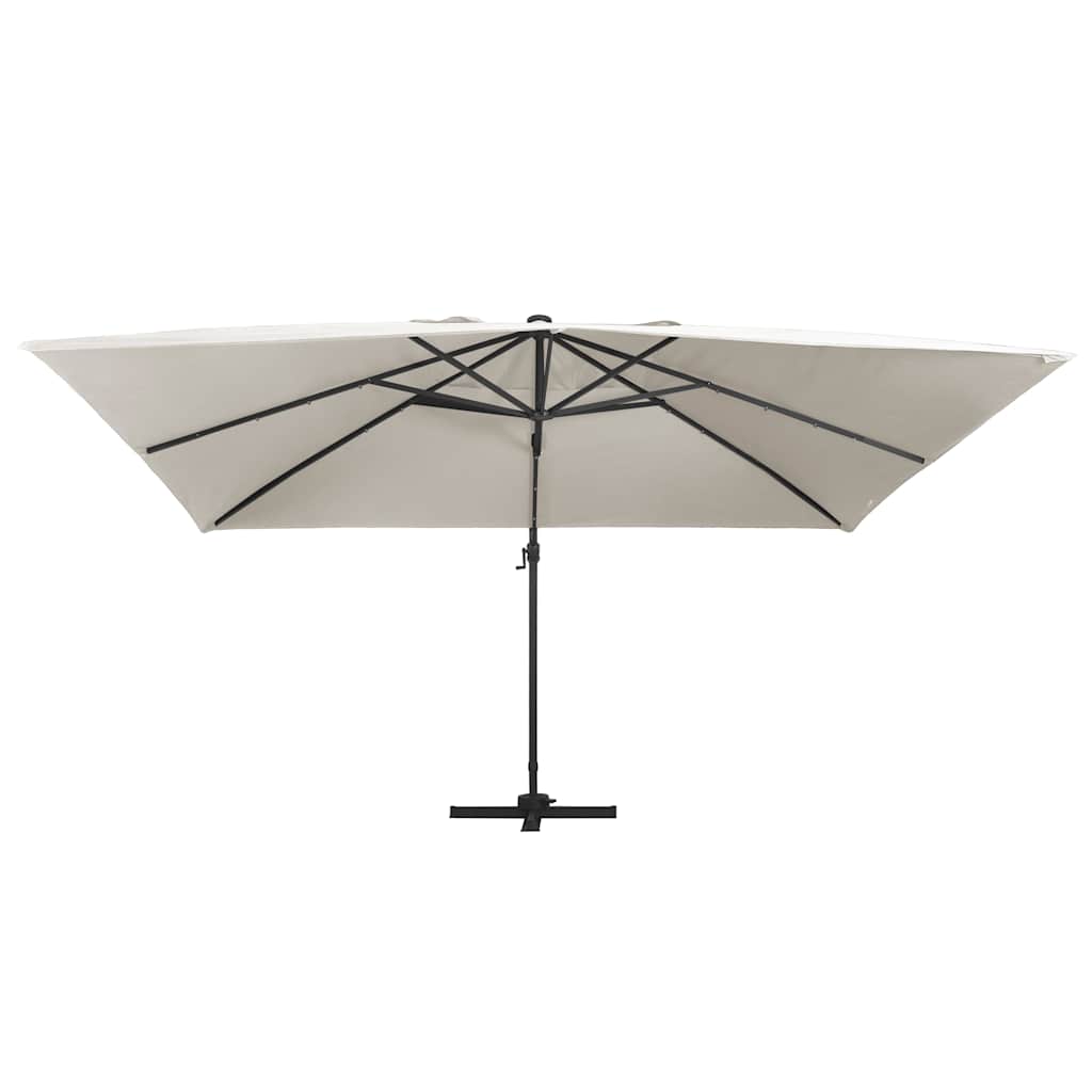 Zweefparasol Met Led En Aluminium Paal 400X300 Cm Zandkleurig