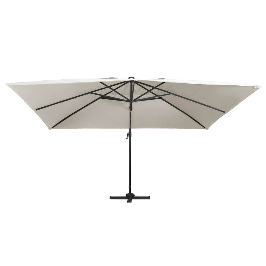 Zweefparasol Met Led En Aluminium Paal 400X300 Cm Zandkleurig