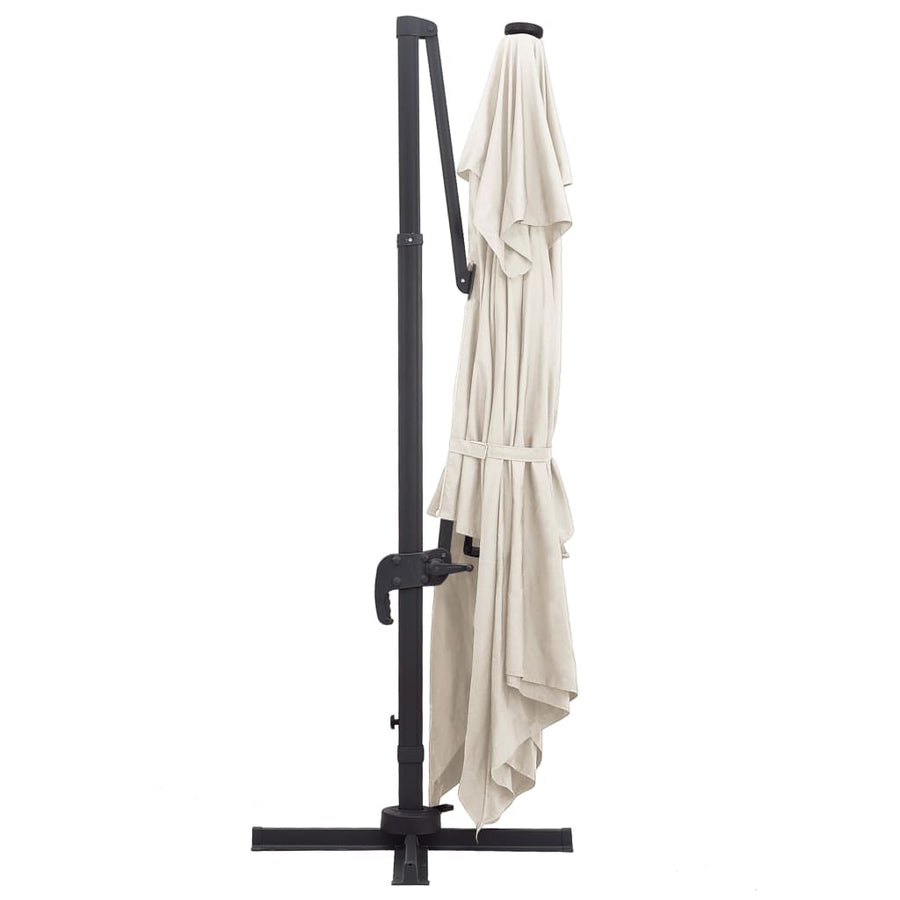 Zweefparasol Met Led En Aluminium Paal 400X300 Cm Zandkleurig