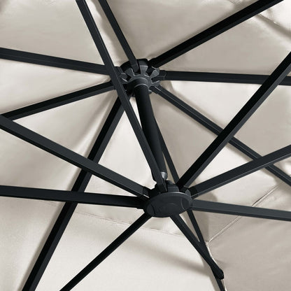 Zweefparasol Met Led En Aluminium Paal 400X300 Cm Zandkleurig
