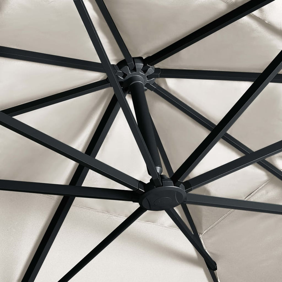 Zweefparasol Met Led En Aluminium Paal 400X300 Cm Zandkleurig