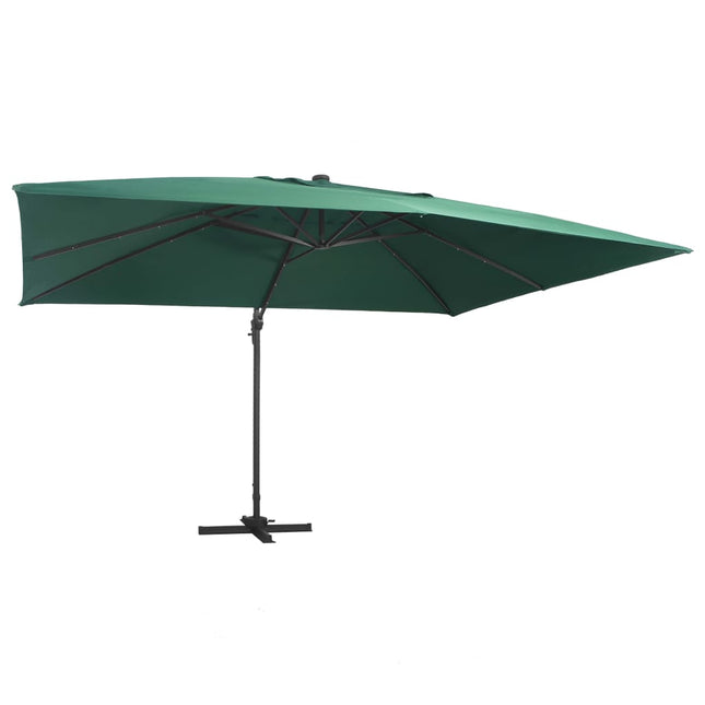 Zweefparasol Met Led-Verlichting En Paal Groen