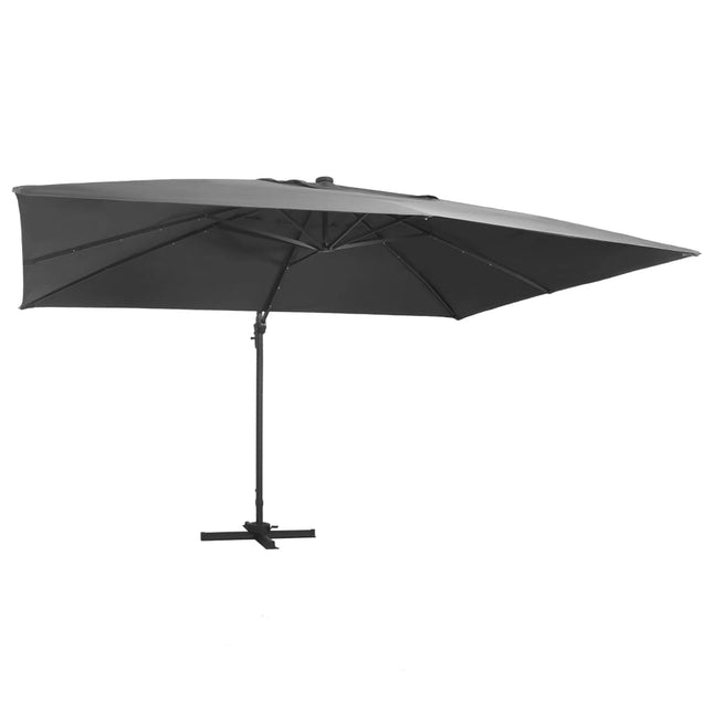 Zweefparasol Met Led-Verlichting En Paal 400X300 Cm Antraciet