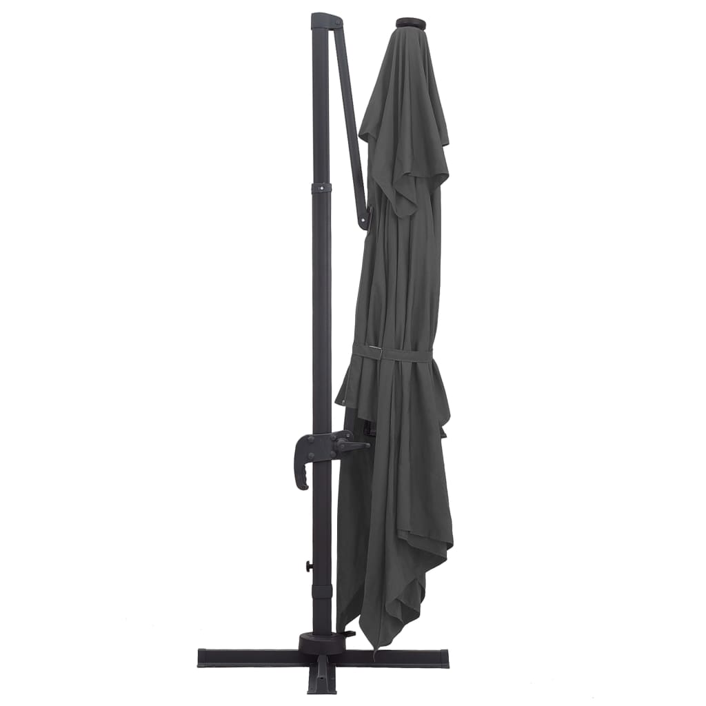 Zweefparasol Met Led En Aluminium Paal 400X300 Cm Antraciet
