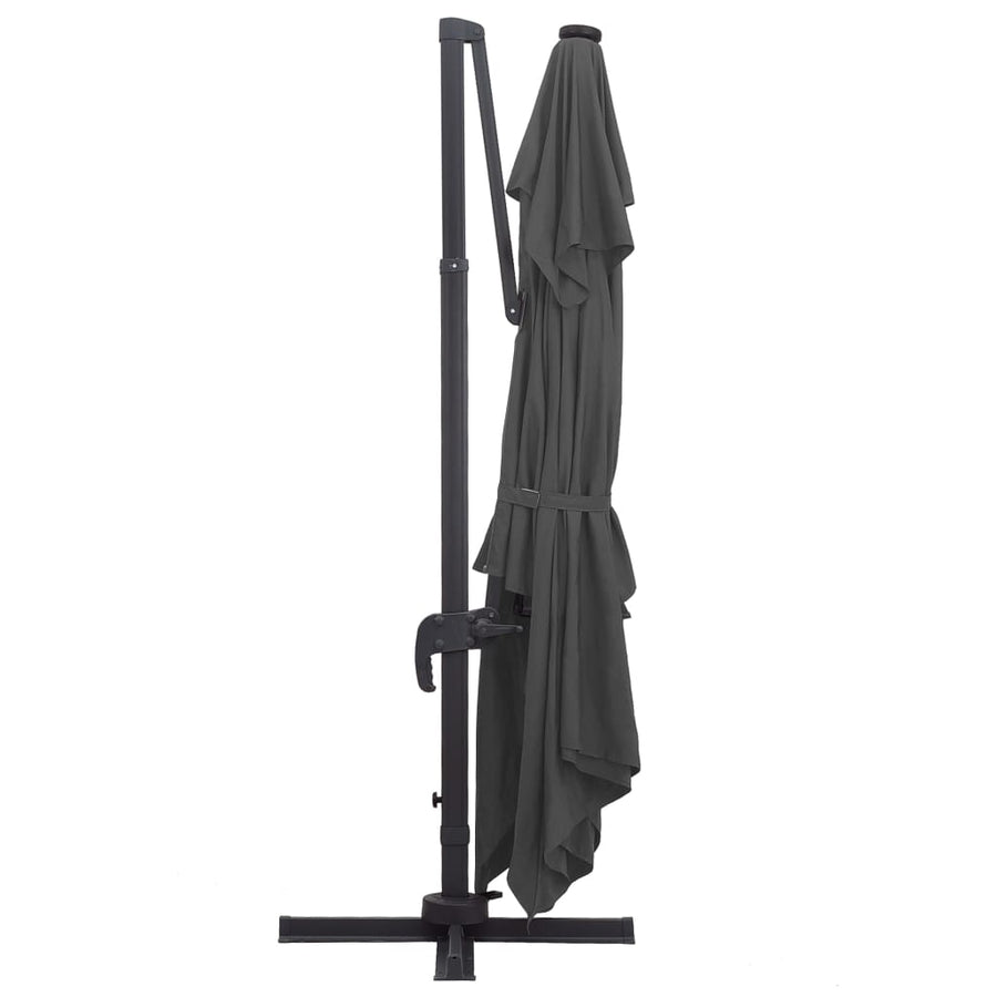 Zweefparasol Met Led En Aluminium Paal 400X300 Cm Antraciet