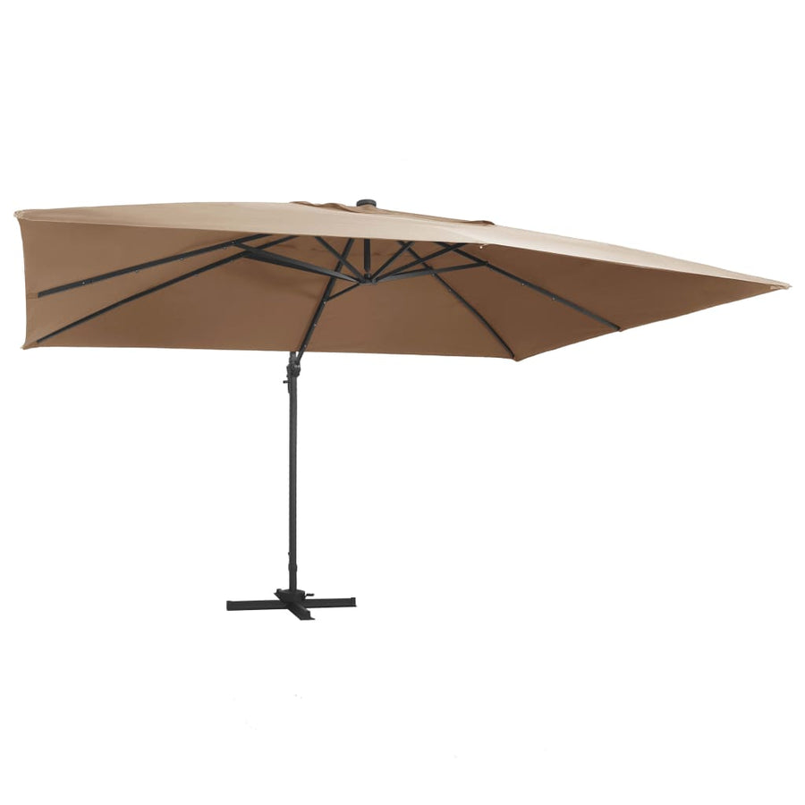 Zweefparasol Met Led En Aluminium Paal 400X300 Cm Taupe