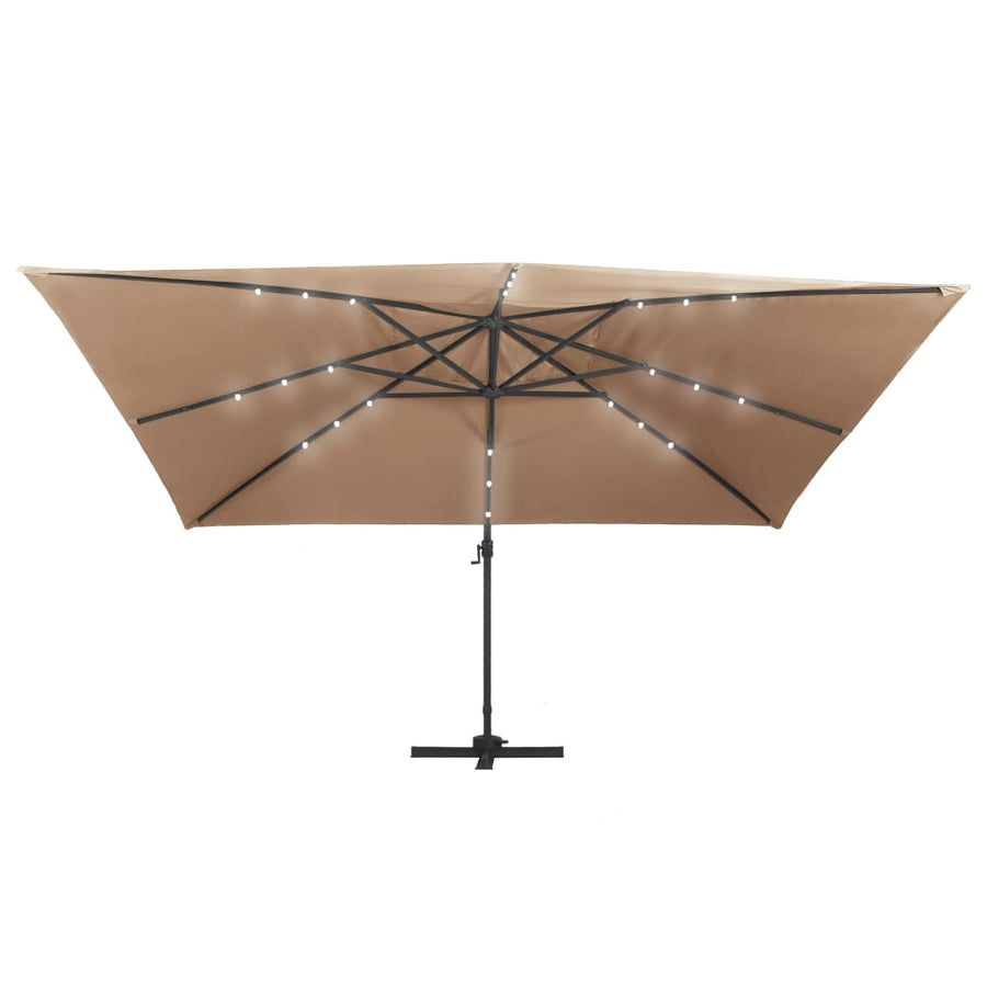 Zweefparasol Met Led En Aluminium Paal 400X300 Cm Taupe