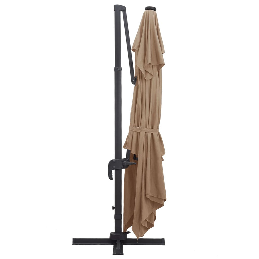 Zweefparasol Met Led En Aluminium Paal 400X300 Cm Taupe