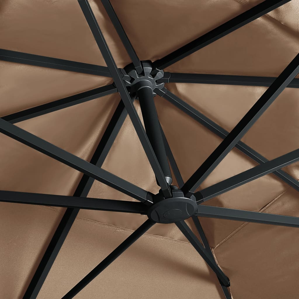 Zweefparasol Met Led En Aluminium Paal 400X300 Cm Taupe