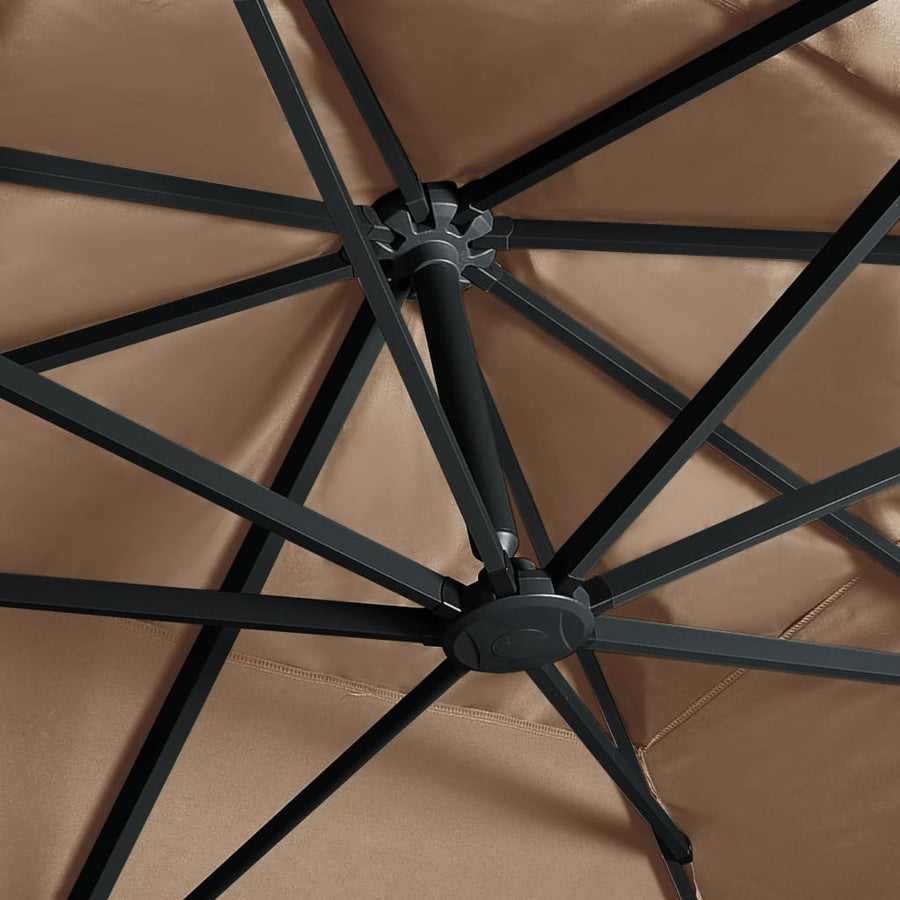 Zweefparasol Met Led En Aluminium Paal 400X300 Cm Taupe