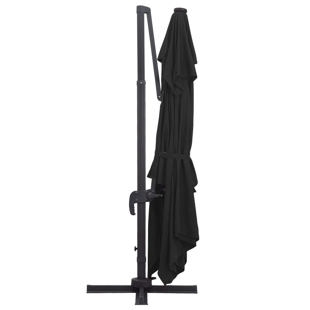 Zweefparasol Met Led-Verlichting En Paal 400X300 Cm Zwart