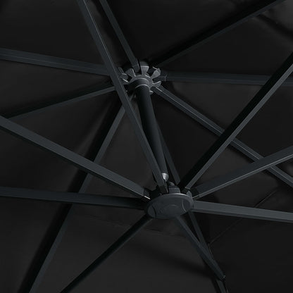 Zweefparasol Met Led-Verlichting En Paal 400X300 Cm Zwart