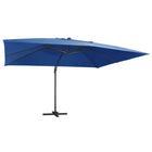 Zweefparasol Met Led-Verlichting En Paal Azuurblauw azure blue