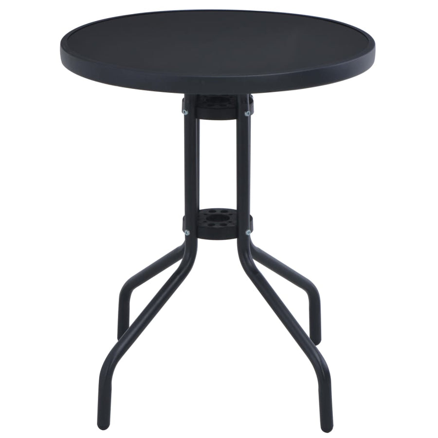 Tuintafel 80 Cm Staal En Glas 80 x 72 cm Zwart