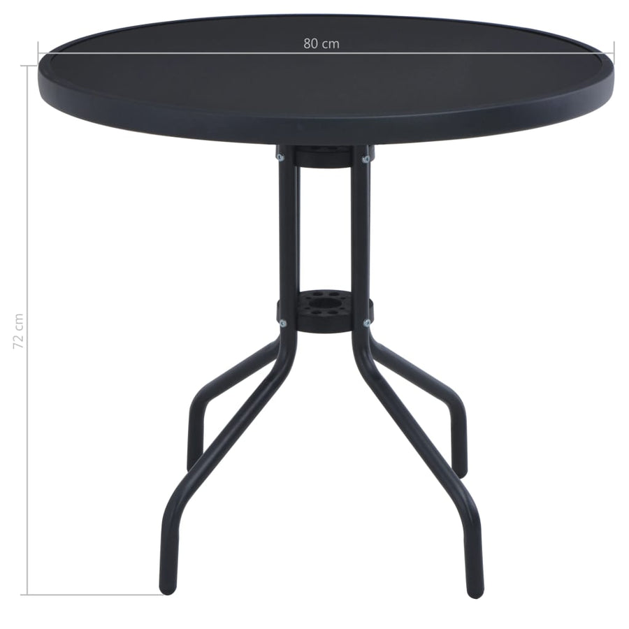 Tuintafel 80 Cm Staal En Glas 80 x 72 cm Zwart