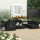 7-Delige Loungeset Met Kussens Poly Rattan Zwart