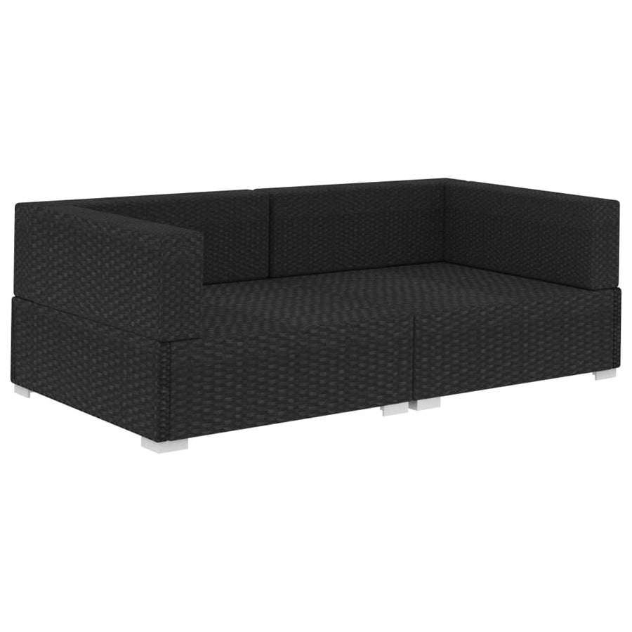 Hoekbanken Met Kussens Poly Rattan Zwart en wit