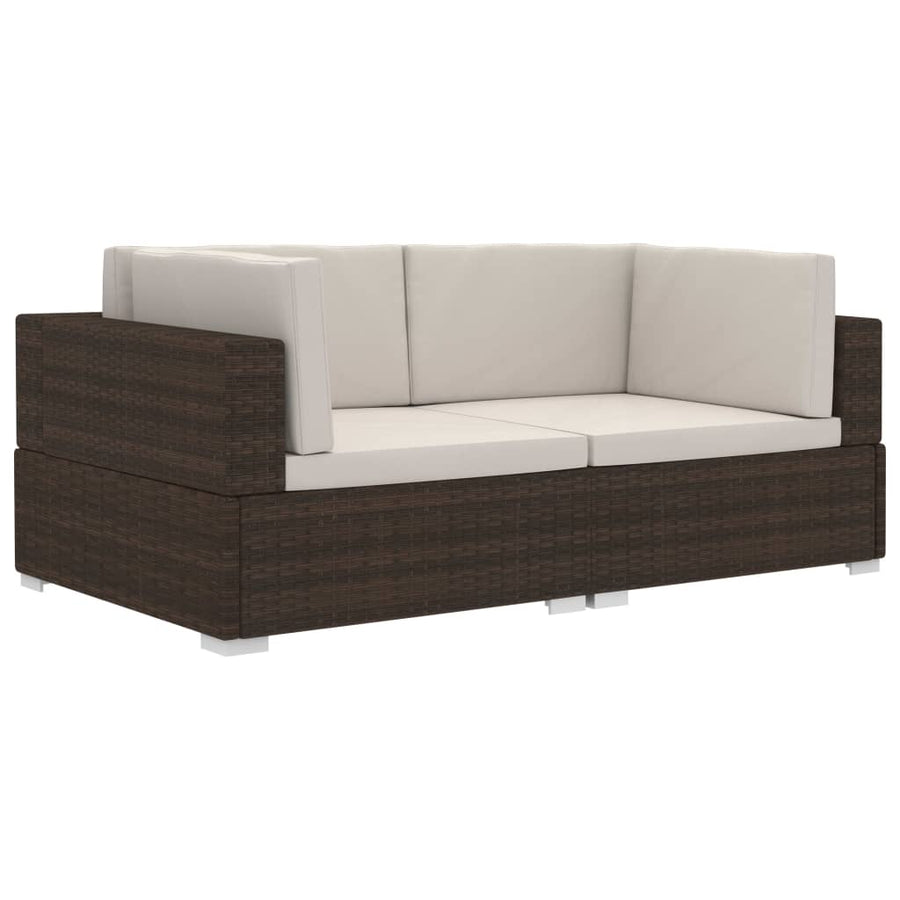Hoekbanken Met Kussens Poly Rattan Bruin