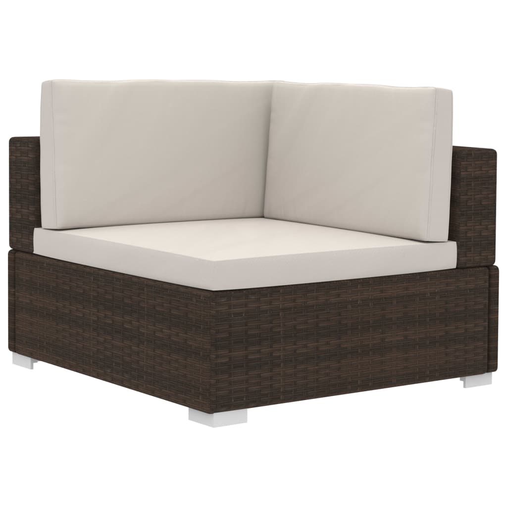 Hoekbanken Met Kussens Poly Rattan Bruin