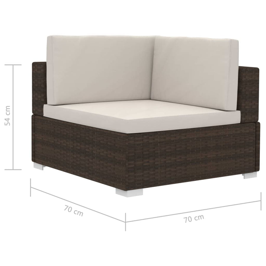Hoekbanken Met Kussens Poly Rattan Bruin