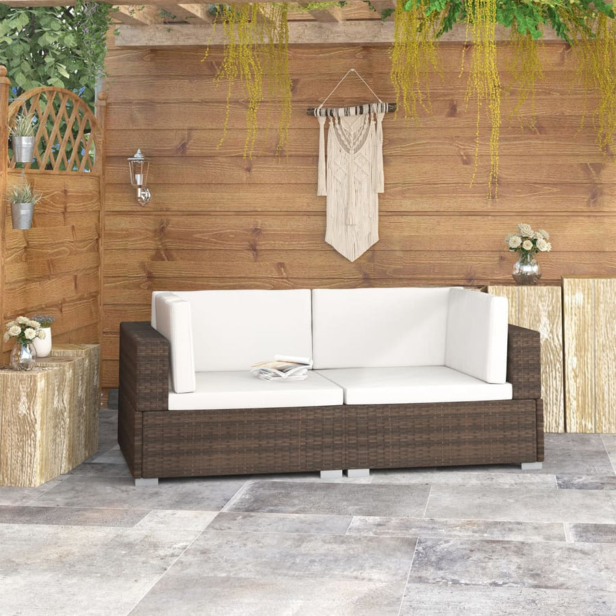 Hoekbanken Met Kussens Poly Rattan Bruin