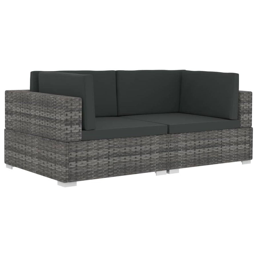 Hoekbanken Met Kussens Poly Rattan Grijs