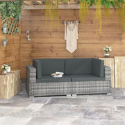 Modulaire tuinbank 2-delig polyrattan grijs