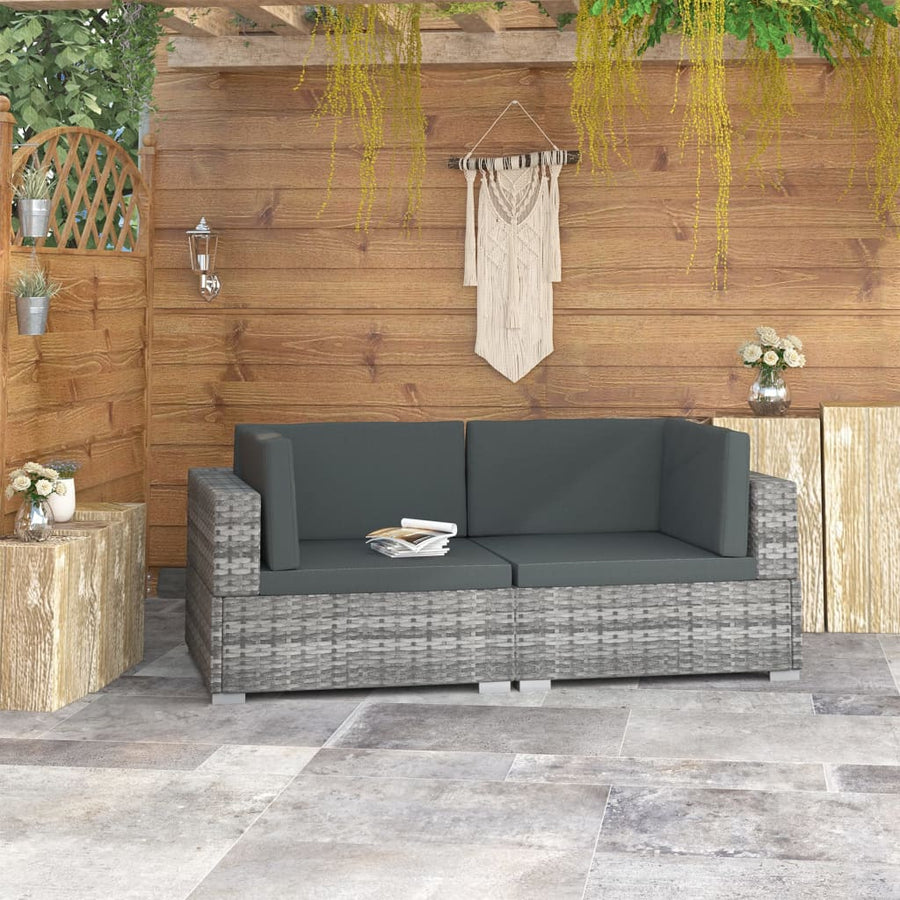 Hoekbanken Met Kussens Poly Rattan Grijs