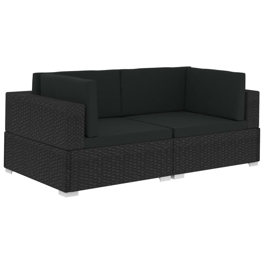 Hoekbanken Met Kussens Poly Rattan Zwart