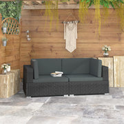 Modulaire tuinbank 2-delig poly rattan zwart