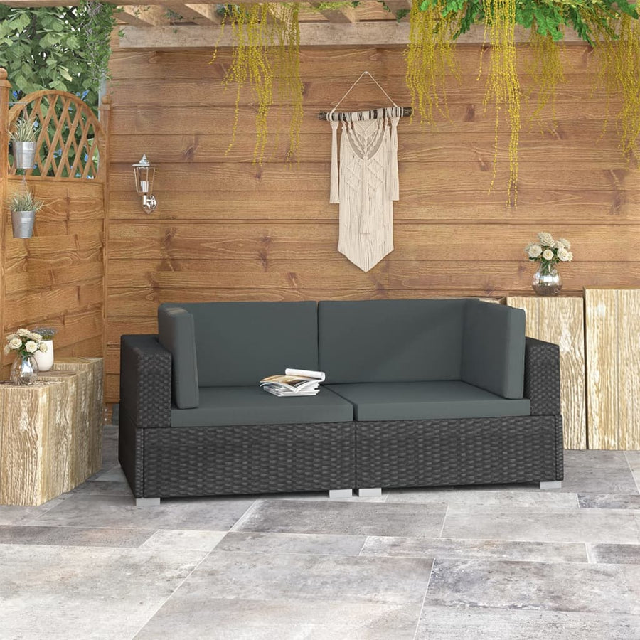 Hoekbanken Met Kussens Poly Rattan Zwart