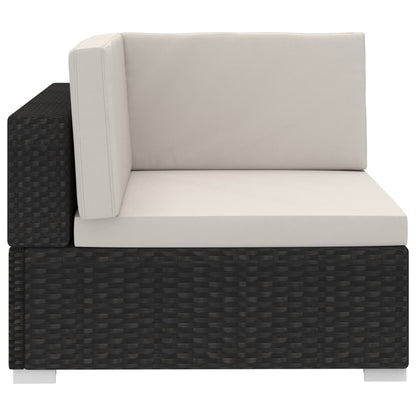 -Delige Loungeset Met Kussens Poly Rattan 3 Zwart en wit