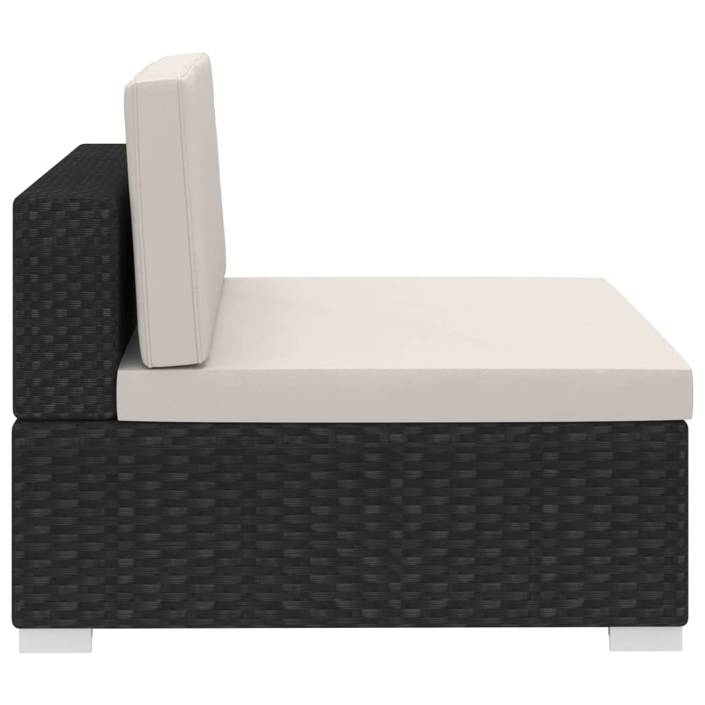 -Delige Loungeset Met Kussens Poly Rattan 3 Zwart en wit