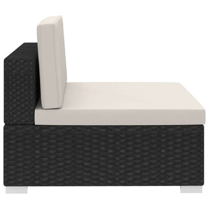 -Delige Loungeset Met Kussens Poly Rattan 3 Zwart en wit