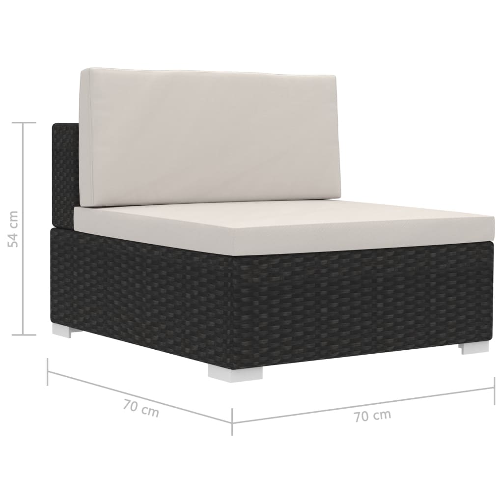 -Delige Loungeset Met Kussens Poly Rattan 3 Zwart en wit