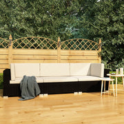 Loungeset poly rattan 3-delig zwart met kussens
