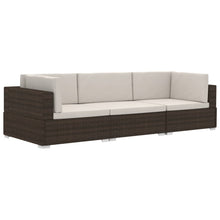 -Delige Loungeset Met Kussens Poly Rattan 3 Bruin