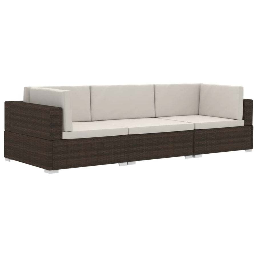 -Delige Loungeset Met Kussens Poly Rattan 3 Bruin