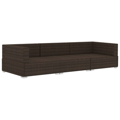 -Delige Loungeset Met Kussens Poly Rattan 3 Bruin