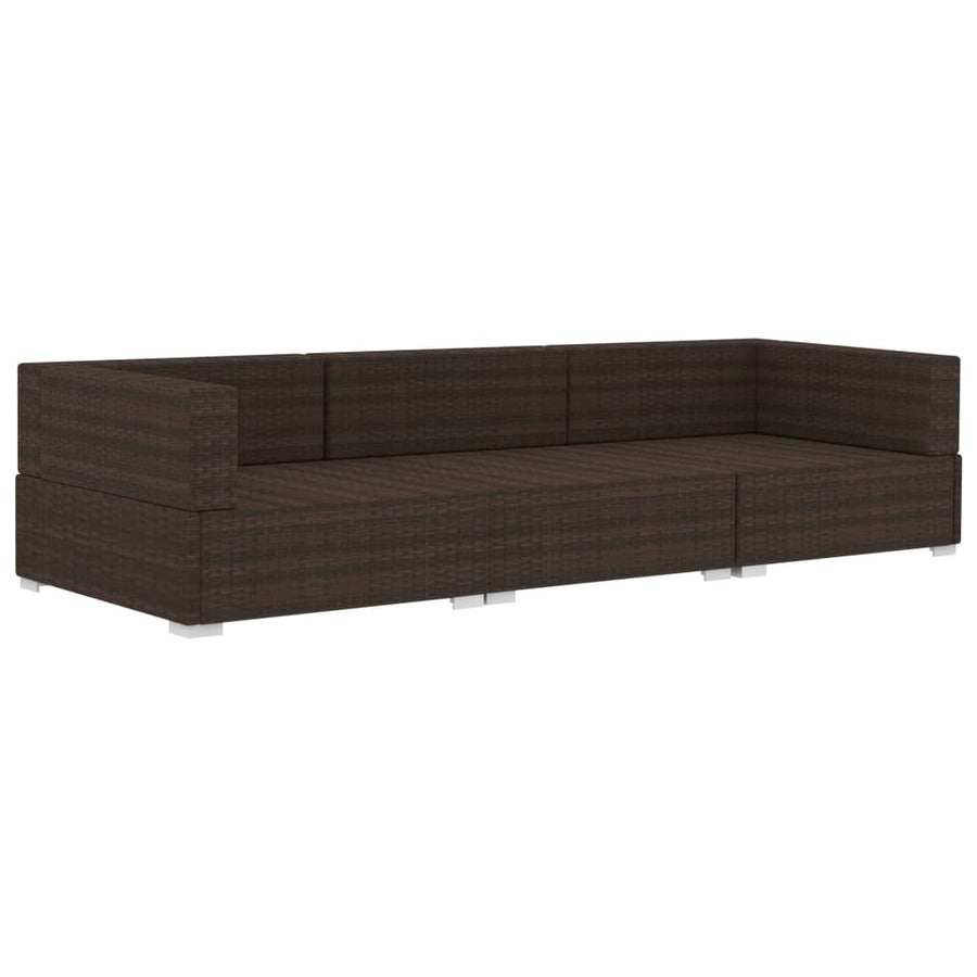 -Delige Loungeset Met Kussens Poly Rattan 3 Bruin