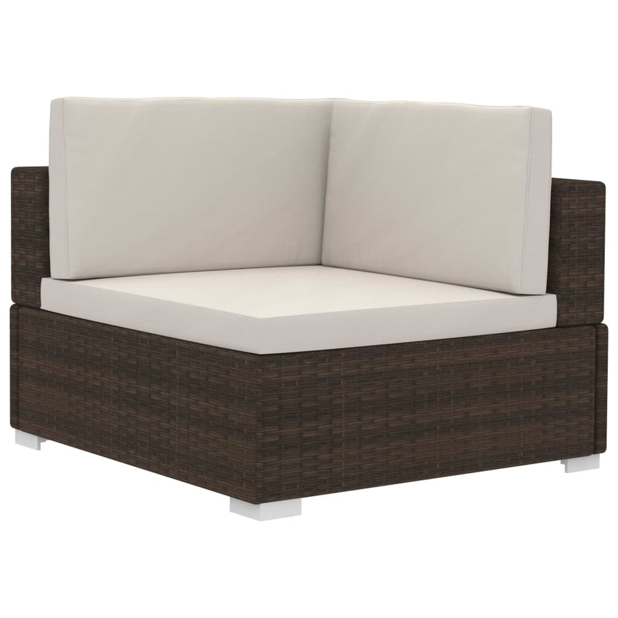 -Delige Loungeset Met Kussens Poly Rattan 3 Bruin