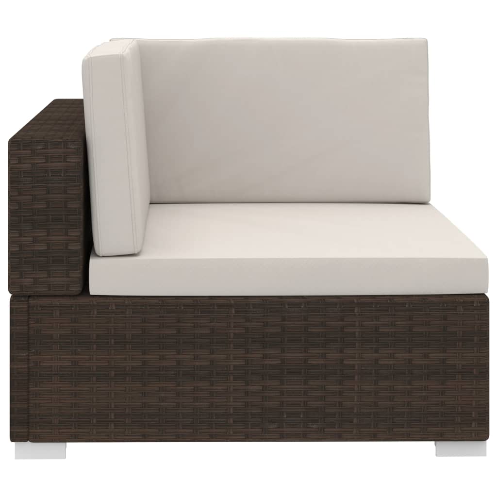 -Delige Loungeset Met Kussens Poly Rattan 3 Bruin