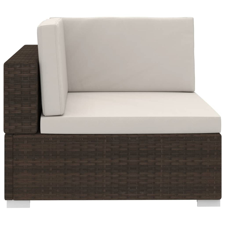 -Delige Loungeset Met Kussens Poly Rattan 3 Bruin