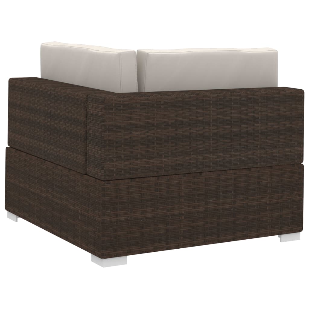-Delige Loungeset Met Kussens Poly Rattan 3 Bruin