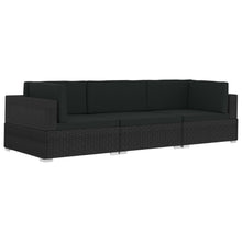 -Delige Loungeset Met Kussens Poly Rattan 3 Zwart